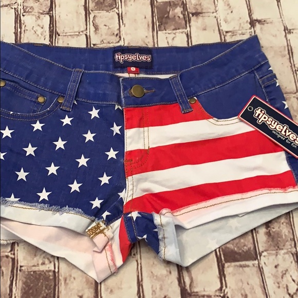 Tipsy Elves Pants - 🇺🇸New American Flag denim shorts small 🇺🇸